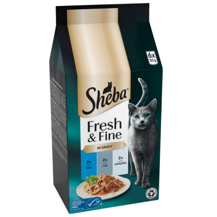 Sheba Fresh & Fine - Tuna, Cod & Fish in Gravy 6 x 50g
