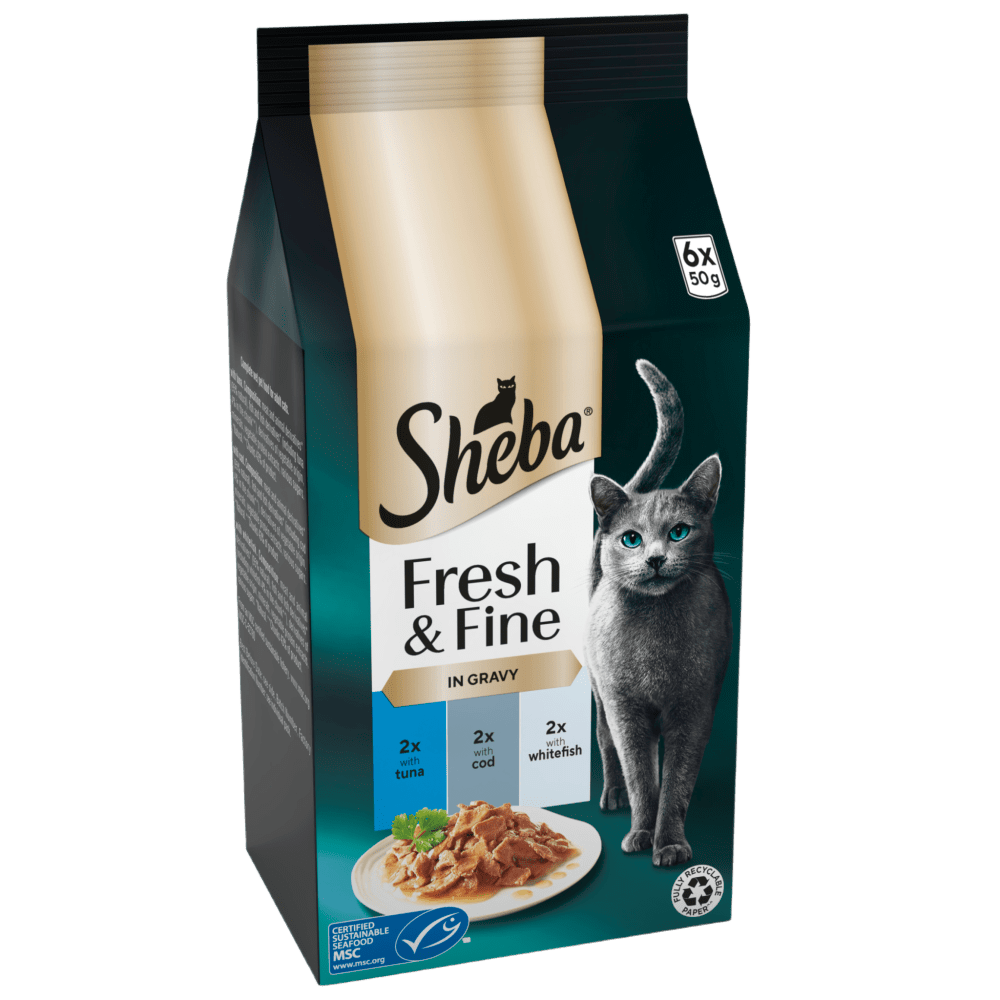 udc2nbek84gwbsmusprz Sheba Fresh & Fine - Tuna, Cod & Fish in Gravy 6 x 50g - Image 1
