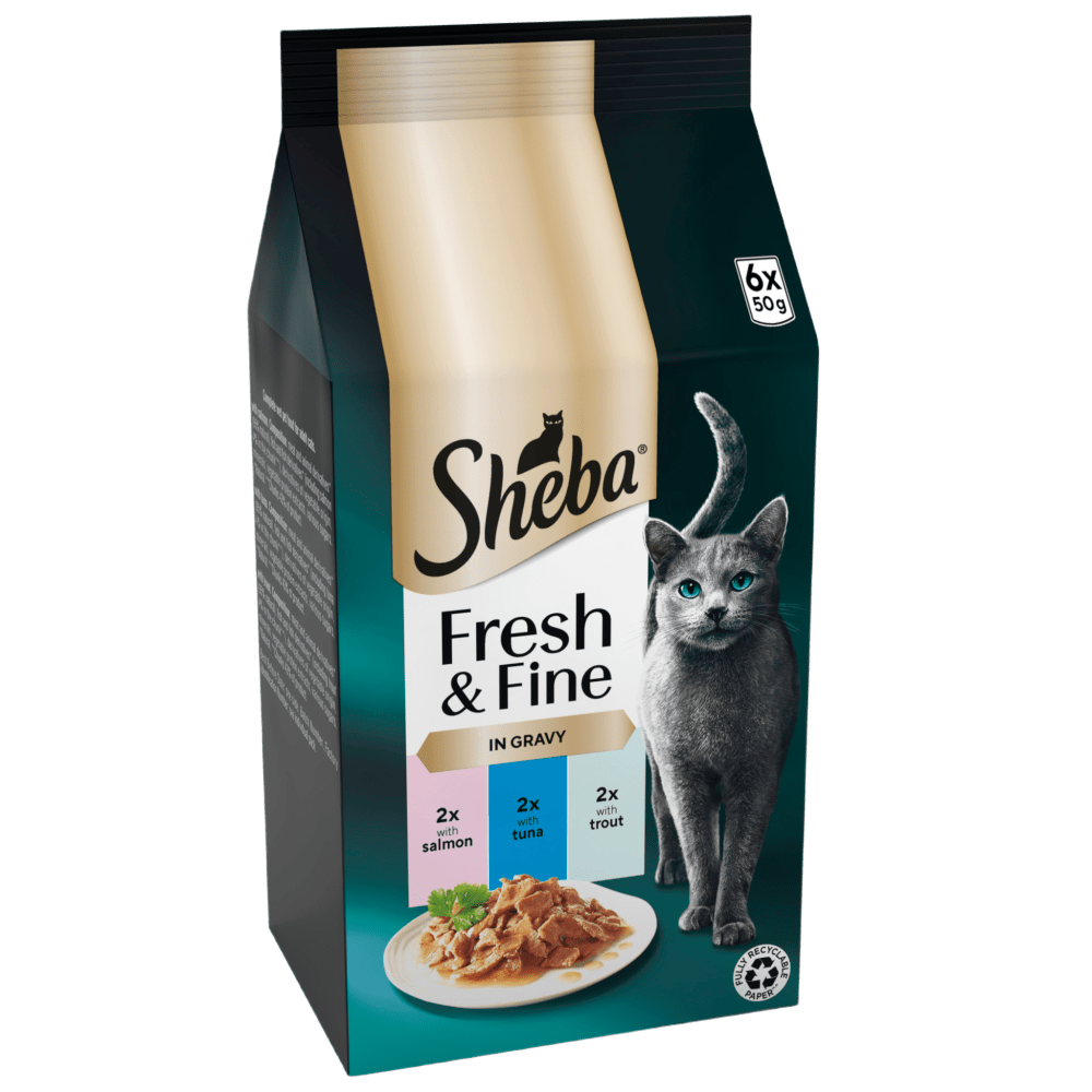 xmwvbqoskiypizgzsopp Sheba Fresh & Fine - Salmon, Tuna & Trout in Gravy 6 x 50g - Image 1